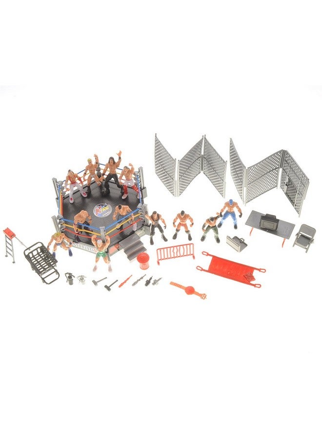 AMPERSAND SHOPS AMPERSAND SHOPS Miniature Wrestling Ring Play Set Toy with 12 Figures  - Image 5