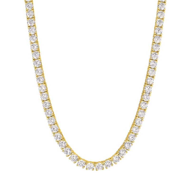 KISPER Tennis Necklace for Women 14K Yellow Gold Plated 3mm Cubic Zirconia Diamond Chain Adjustable 15-18" 4-Prong Setting Classic - Image 1