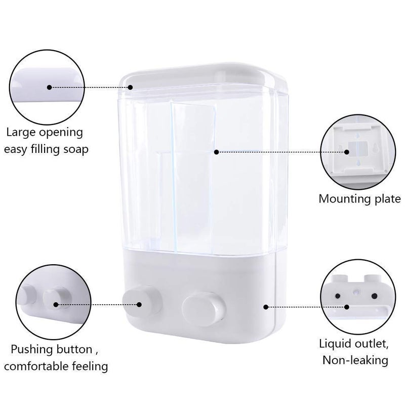 Divik Home and Bathroom Usable Head Liquid Soap Shampoo Touch Dispenser Easy Separated & Assembled Double Head Touch Soap Dispenser (1Pcs) - Image 4