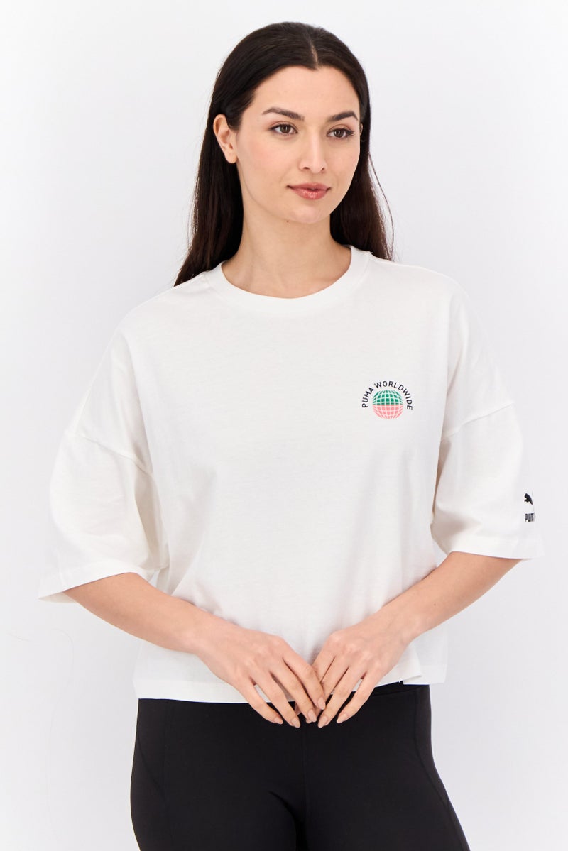 PUMA Women Sportswear Fit Short Sleeve Outdoor Top, White - Image 1