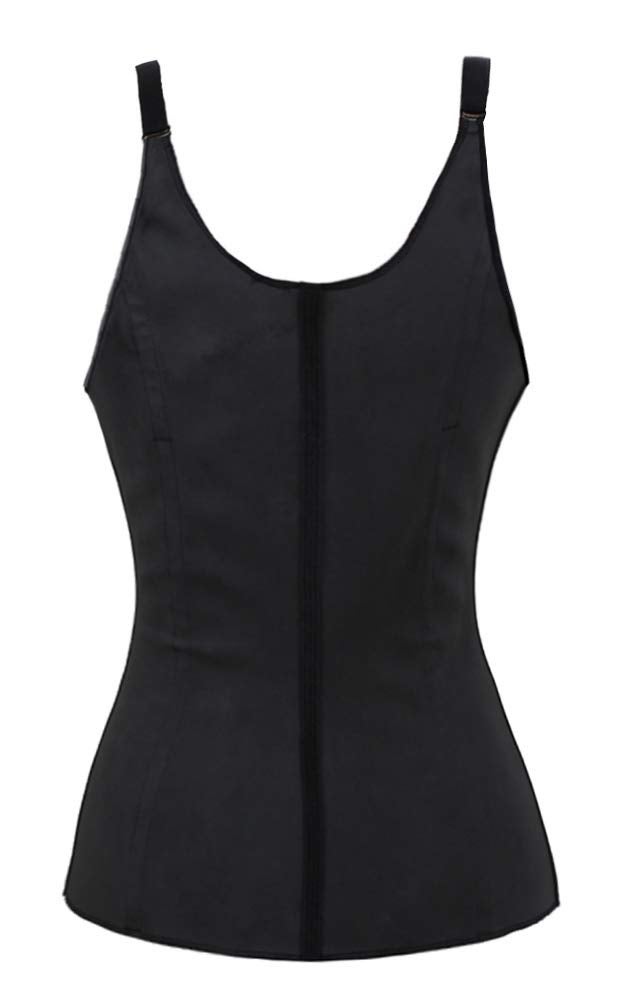 Charmian Women's Steel Boned Latex 3 Rows of Hooks Underbust Sport Workout Waist Trainer Body Shaper Corset Vest Halter-Latex-Black Small - Image 4
