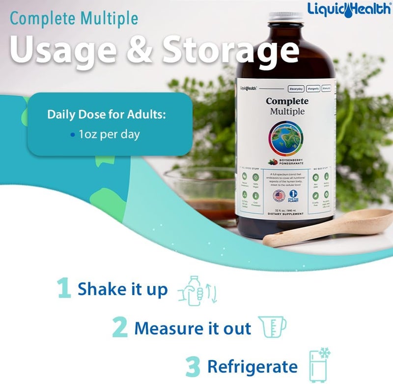 LIQUIDHEALTH فيتامينات متعددة سائلة للبالغين من ليكود هيلث - فيتامينات أساسية مع معادن ومغذيات لدعم المناعة وصحة الأمعاء والطاقة - 32 أونصة، مصنوعة في الولايات المتحدة، نباتية، غير معدلة وراثيًا، خالية من السكر - Image 4