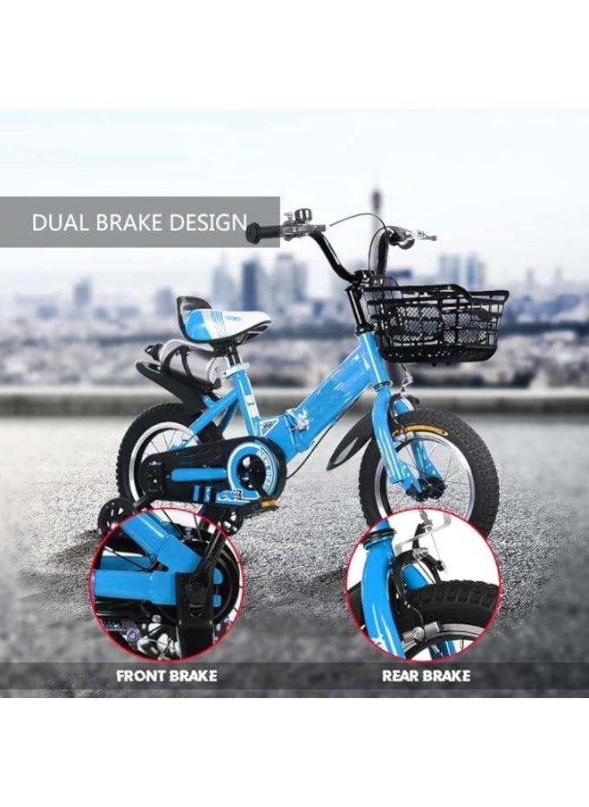 Cool Baby Kids Bike with Hand Brake and Basket for Ages 3-12 Years, 16 Inch Bicycles with Training Wheels and Fenders Children Bicycle  - Image 2