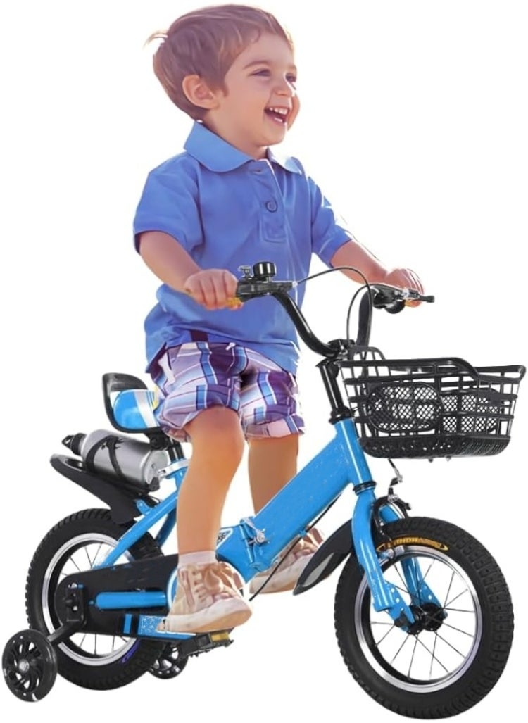 Cool Baby Kids Bike with Hand Brake and Basket for Ages 3-12 Years, 16 Inch Bicycles with Training Wheels and Fenders Children Bicycle  - Image 1