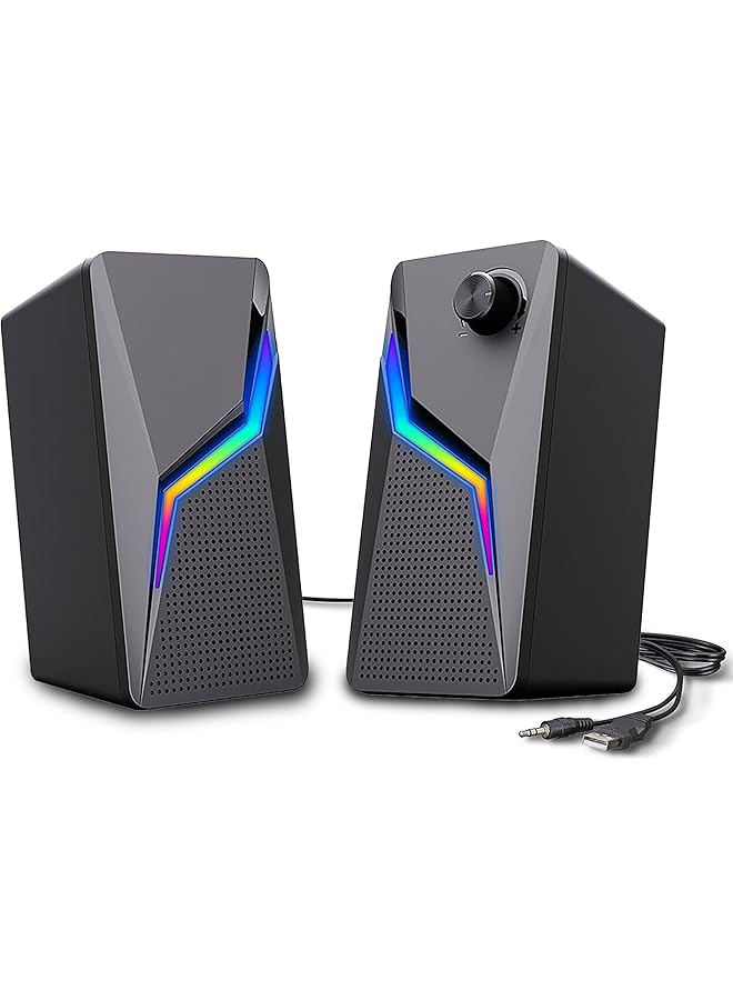 Excefore Computer Speakers Pc Gaming Speakerswith Enhanced Bass And Volume Control Stereo 2.0 Usb Powered 3.5Mm Auxmultimedia Speakers For Laptop Desktop Tablets Phone - Image 1