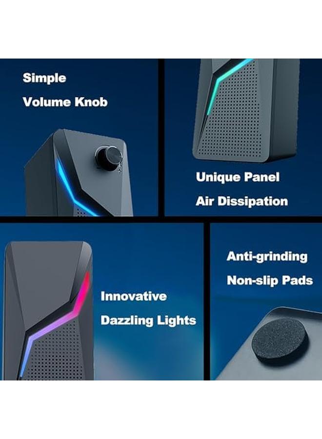 Excefore Computer Speakers Pc Gaming Speakerswith Enhanced Bass And Volume Control Stereo 2.0 Usb Powered 3.5Mm Auxmultimedia Speakers For Laptop Desktop Tablets Phone - Image 2