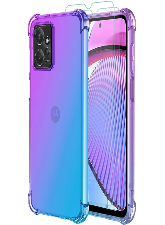 أوسوفر جراب لهاتف Moto G Play 2024، جراب موتورولا G Play 2024 للنساء والفتيات مع واقي شاشة، زوايا معززة، مصنوع من مادة TPU المرنة الماصة للصدمات، غطاء هاتف متدرج الألوان (بنفسجي أزرق). - Image 1