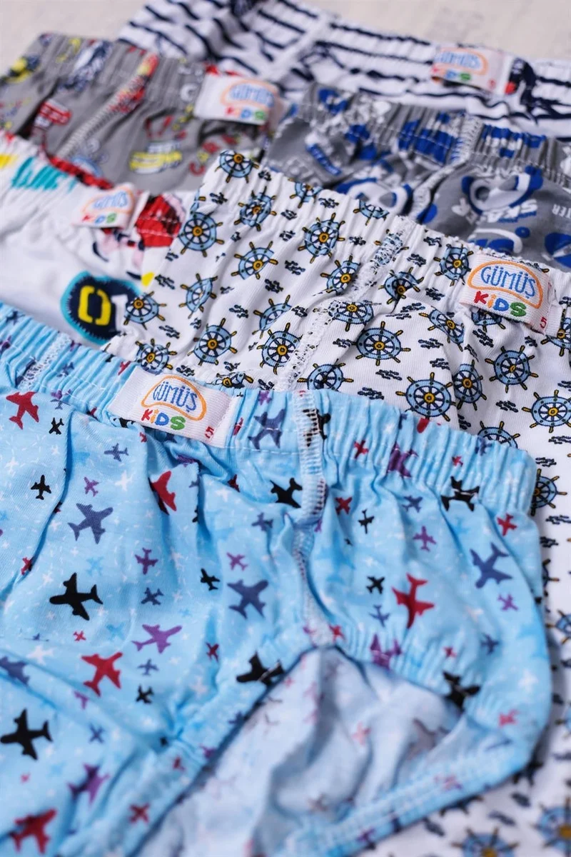 Gümüş Silver 6-Pack Boy Mixed Patterned Slip Panties