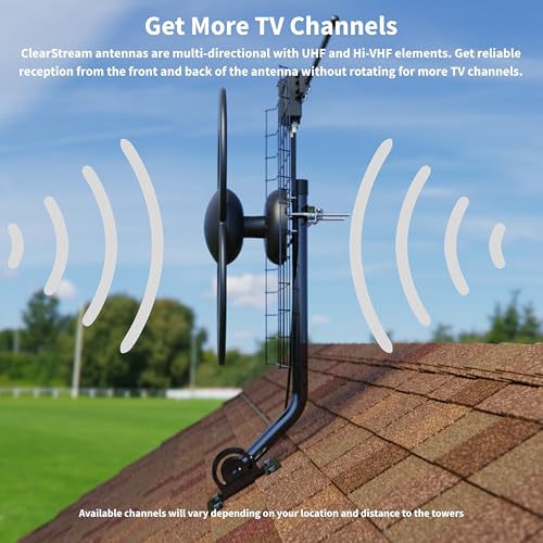 Antennas Direct ClearStream 2V Indoor Outdoor TV Antenna UHF VHF Multi-Directional, 60+ Mile Range, 4K 8K UHD, NEXTGEN TV – w/Reflector, 20-inch Mast - Image 3