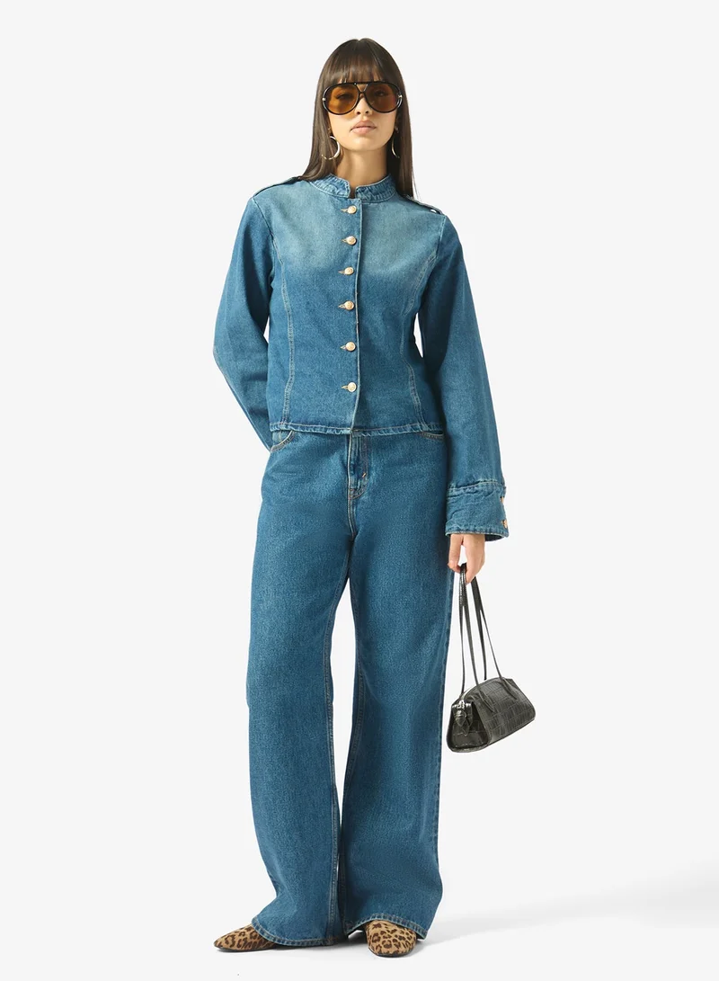 Ginger  Napolean Button Up Denim Jacket for Women | Best Price UAE