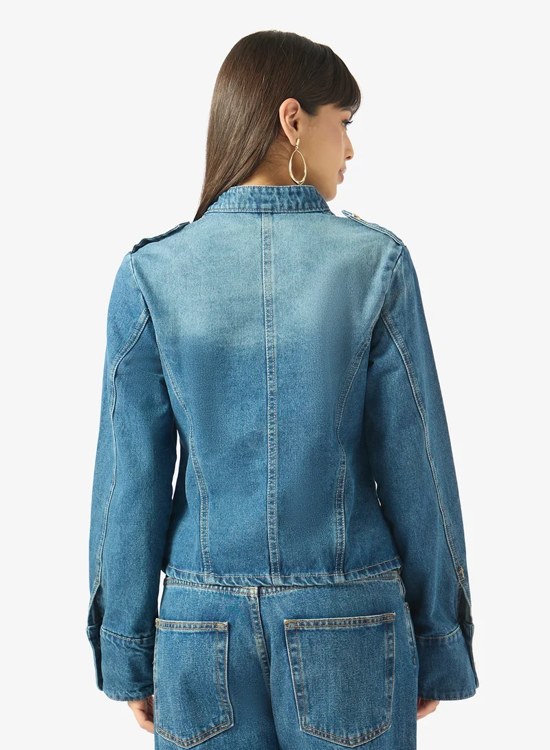 Ginger  Napolean Button Up Denim Jacket for Women | Best Price UAE