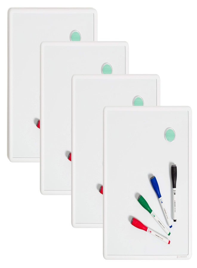 U Brands Contempo Magnetic Dry Erase Board White Board Bundle, 11" x 14", White Modern Frame, Includes 4 Boards, 16 Markers and 4 Magnets - Image 1