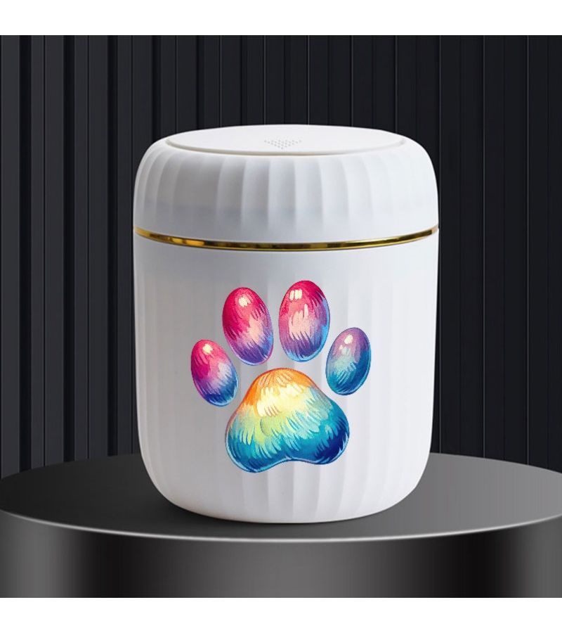 White Mini Desktop Trash Can with Cat Paw Print for Christmas Home Car Office Use - Image 4