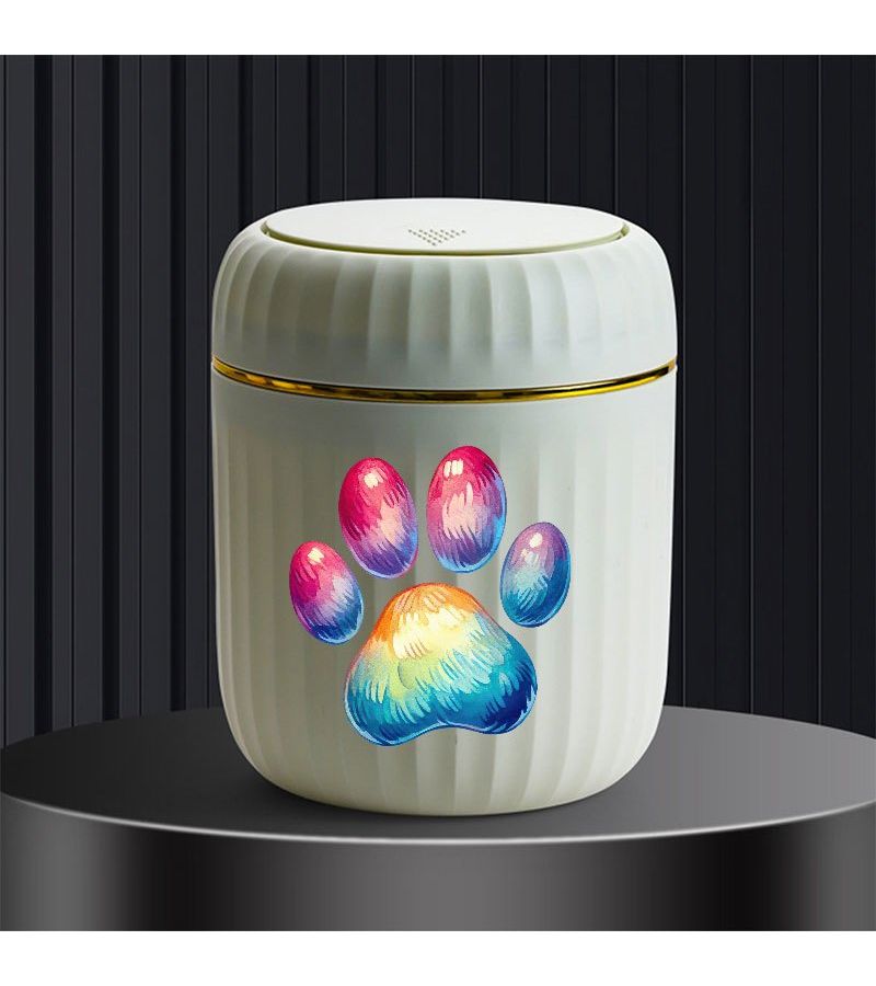 White Mini Desktop Trash Can with Cat Paw Print for Christmas Home Car Office Use - Image 2