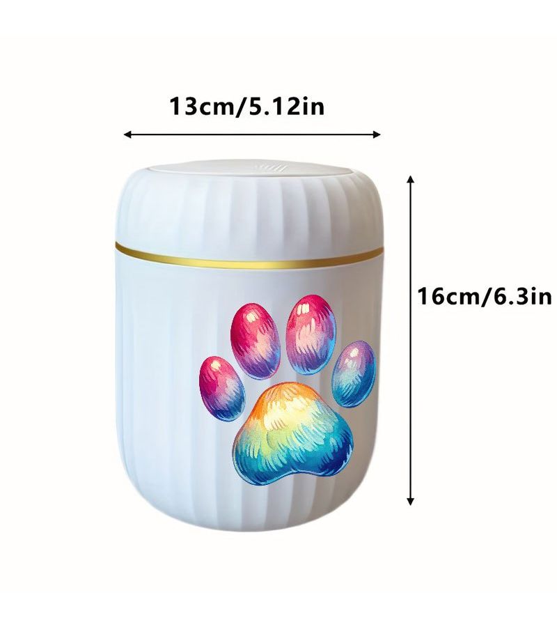 White Mini Desktop Trash Can with Cat Paw Print for Christmas Home Car Office Use - Image 3