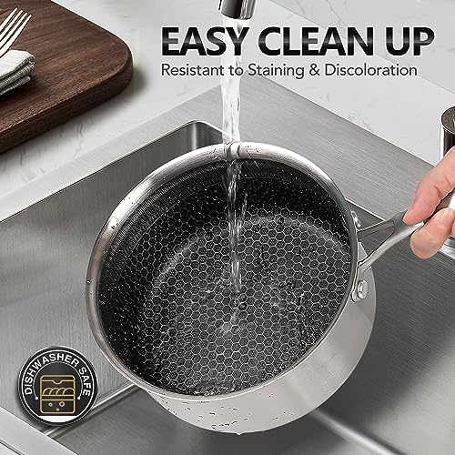 HaRvic HaRvic Honeycomb Stainless Steel Sauce Pan with Glass Lid Induction Sauce Pan Steel Tri Ply Tea Coffee Pan Milk PanPot PFOAFree Biryani PotRice Pot Dishwasher Safe Steel Sauce Pan 18cm  - Image 3