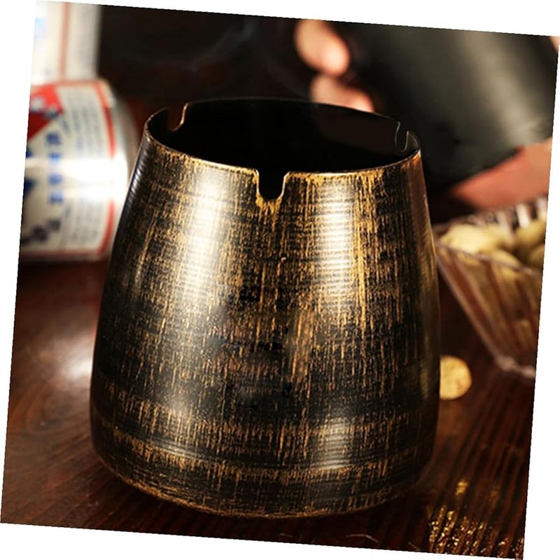 Vintage Metal Ashtray With Cigarette Grooves Retro Ash Container For Home Bar - Image 5