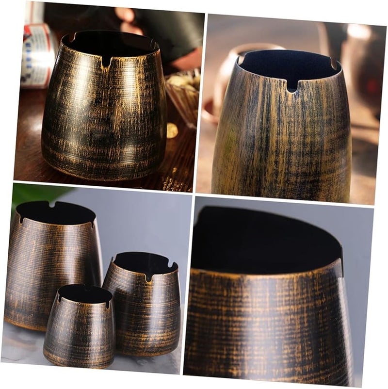 Vintage Metal Ashtray With Cigarette Grooves Retro Ash Container For Home Bar - Image 4