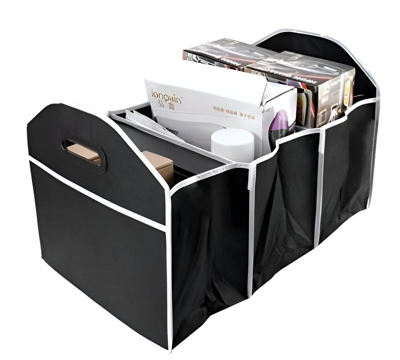 Trunk Storage Bag - Foldable 3-Section Organizer, Black Polyester, 50x32.5x32cm, Easy to Clean & Store - Image 4