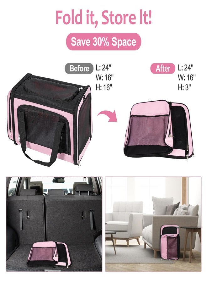Discala Extra Large Cat Carrier for 2 Cats, Pet Carrier, Dog Carrier for Small Dogs, Cat Carrier Soft, Collapsible Large Pet Carrier for Traveling Indoor and Outdoor Uses - Pink 24"x16"x16" - Image 5