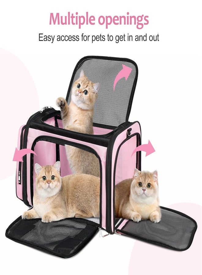 Discala Extra Large Cat Carrier for 2 Cats, Pet Carrier, Dog Carrier for Small Dogs, Cat Carrier Soft, Collapsible Large Pet Carrier for Traveling Indoor and Outdoor Uses - Pink 24"x16"x16" - Image 4