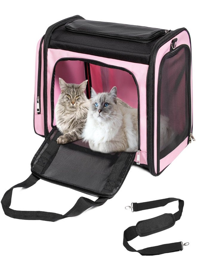 Discala Extra Large Cat Carrier for 2 Cats, Pet Carrier, Dog Carrier for Small Dogs, Cat Carrier Soft, Collapsible Large Pet Carrier for Traveling Indoor and Outdoor Uses - Pink 24"x16"x16"