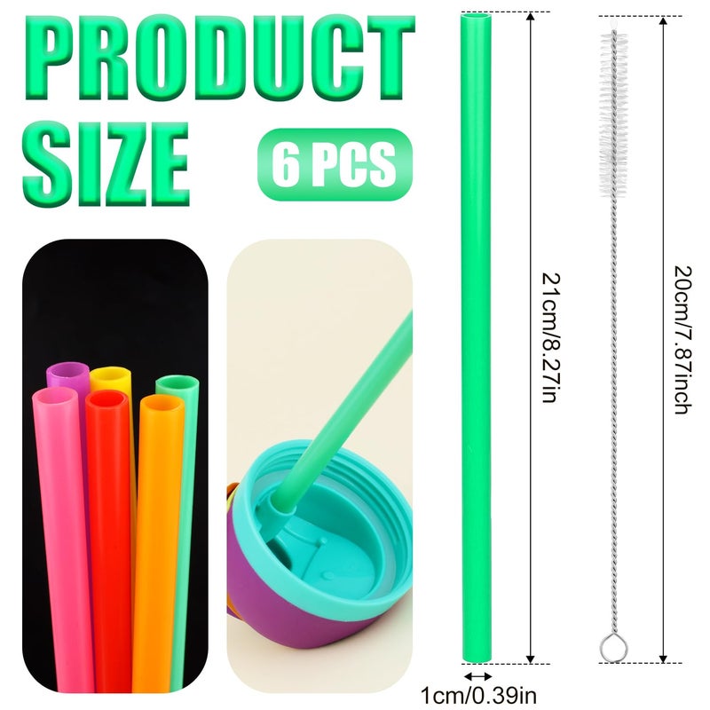 Gosknor 6pcs Replacement Straws for Owala FreeSip 24oz 32oz, Reusable Plastic Straws with Cleaning Cleaner Brush for Insulated Stainless Steel Water Silicone Bottle Tumbler Rubber Accessories Parts (6 Colors) - Image 2