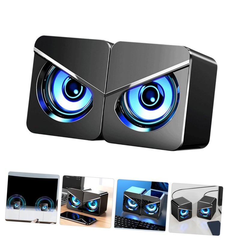 مكبرات صوت كمبيوتر مكتبي تعمل بالطاقة عبر USB مع مضخم صوت 1 زوج أسود - Image 3