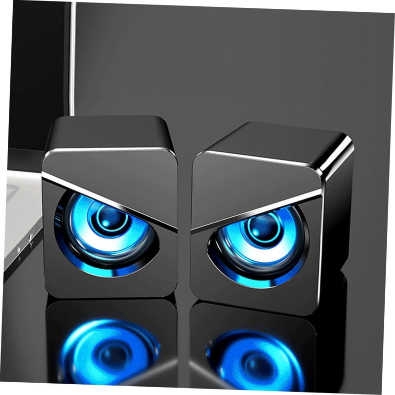 مكبرات صوت كمبيوتر مكتبي تعمل بالطاقة عبر USB مع مضخم صوت 1 زوج أسود - Image 5