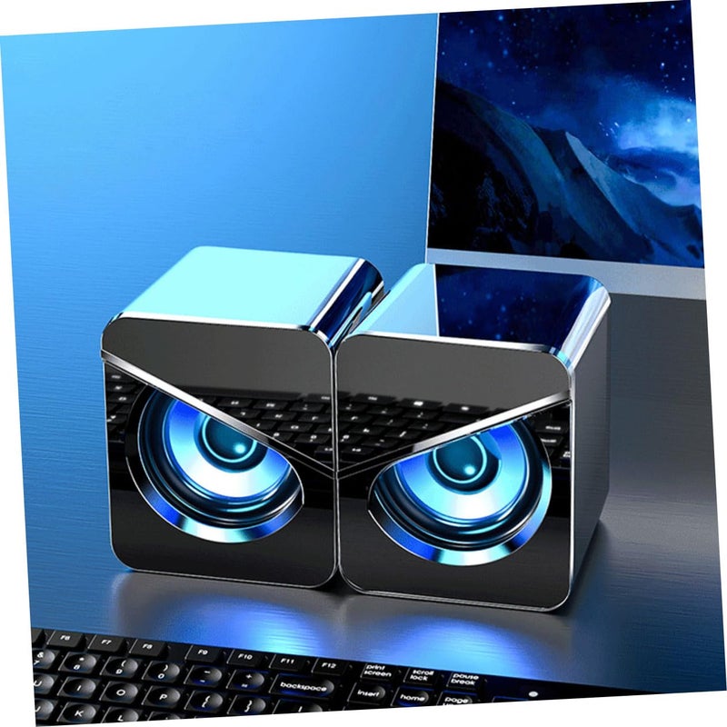 مكبرات صوت كمبيوتر مكتبي تعمل بالطاقة عبر USB مع مضخم صوت 1 زوج أسود - Image 4