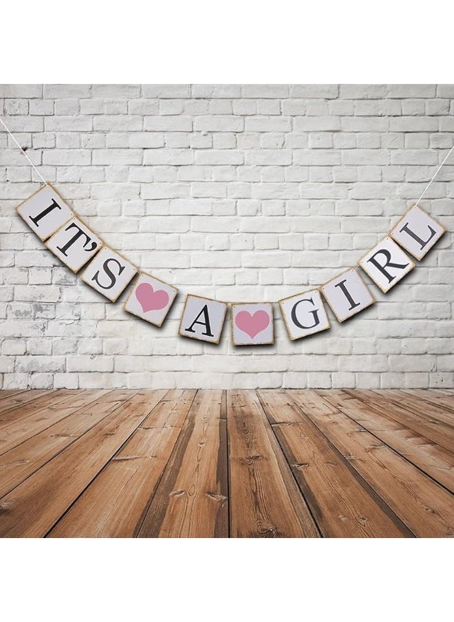 Oarkive - Its A Girl Banner Its A Girl Sign Baby Shower Banner Baby Shower Sign Baby Girl Decorations for Shower Its A Girl Decorations for Baby Shower Birthday Party Favors - Image 1