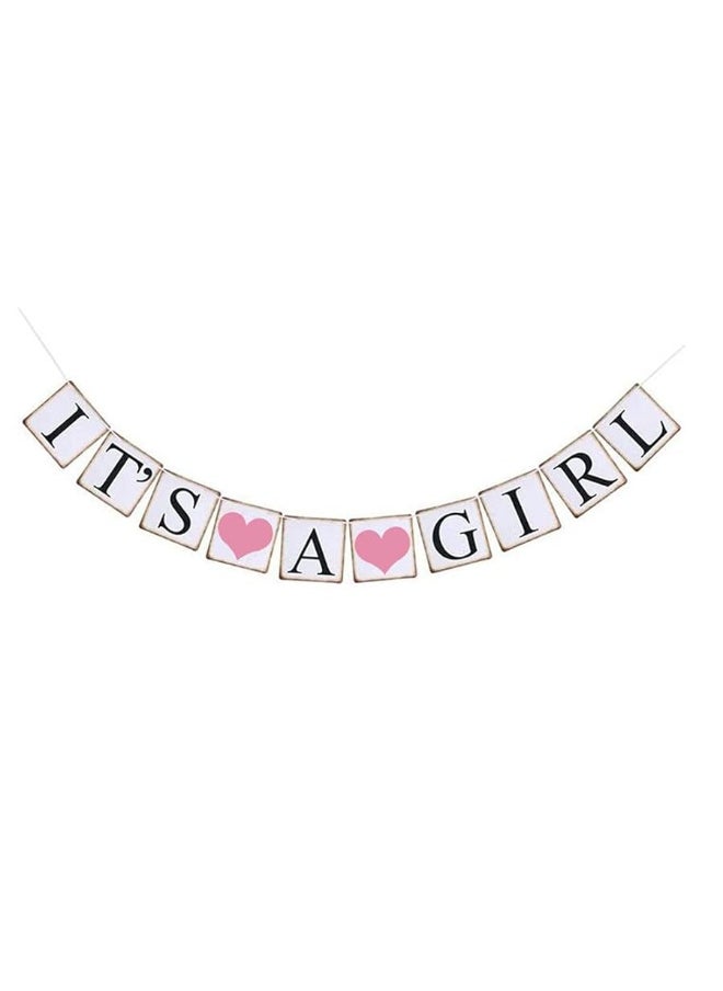 Oarkive - Its A Girl Banner Its A Girl Sign Baby Shower Banner Baby Shower Sign Baby Girl Decorations for Shower Its A Girl Decorations for Baby Shower Birthday Party Favors - Image 1