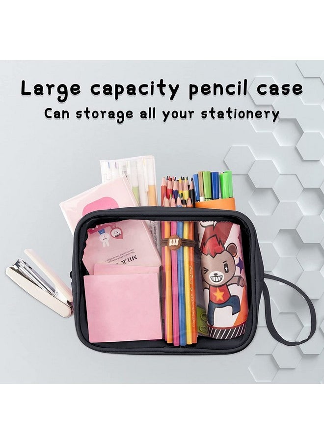 Lermende - Clear Pencil Case 2 Pack,Big Capacity Marker Bag For Kids Girl,Clear Pencil Pouch Marker Case Stationary Bag For Office Colleage Teen Student,Clear Pouch Travel Toiletry Bag For Women - Image 1
