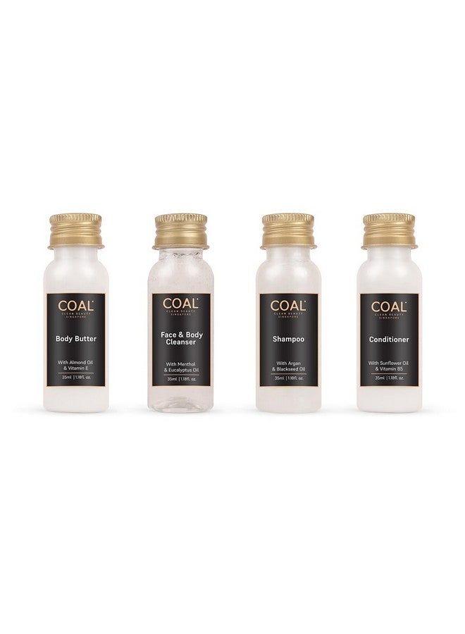 COAL CLEAN BEAUTY COAL Clean Beauty Head-To-Toe Travel Kit | Face & Body Cleanser, Shampoo, Conditioner & Body Butter | Deeply Cleanses, Repairs & Hydrates | Men & Women | All Skin & Hair Types | 35ml each | Pack of 4 - Image 1