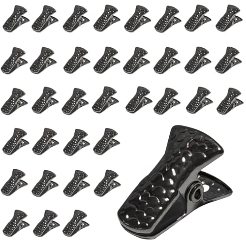 YUCHIYA 35 Pack Mini Metal Alligator Clips for Crafts Non-Slip Silicone-Coated Retro DIY Badge Small Spring Clips (Deep Black) - Image 1