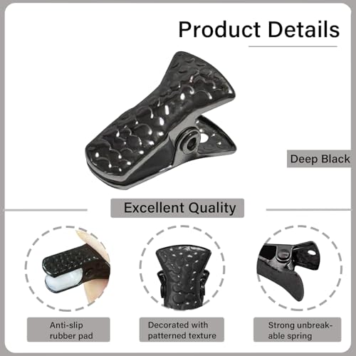 YUCHIYA 35 Pack Mini Metal Alligator Clips for Crafts Non-Slip Silicone-Coated Retro DIY Badge Small Spring Clips (Deep Black) - Image 3