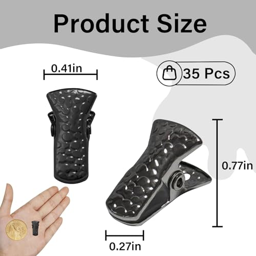 YUCHIYA 35 Pack Mini Metal Alligator Clips for Crafts Non-Slip Silicone-Coated Retro DIY Badge Small Spring Clips (Deep Black) - Image 2