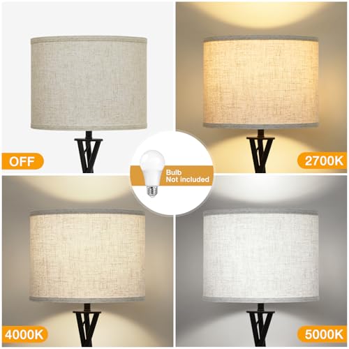 Luvkczc Tripod Floor Lamp Black, 61” Tall Floor Lamps, Standing Lamp with Rotary Switch, Modern Floor Lamp Simple Design with Beige Shade, Floor Lamps for Living Room, Bedroom, Office, Without Bulb - Image 3