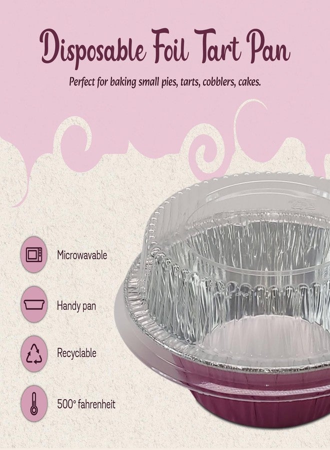 KitchenDance.com KitchenDance Mini Pie Tins with Lids - Premium 5 Inch Pie Tins - Mini Pie Pans with Lids for Baking Pies, Tarts, Cobblers, and Cakes - Essential for Professional and Home Kitchens 501P (50, Pink) - Image 2
