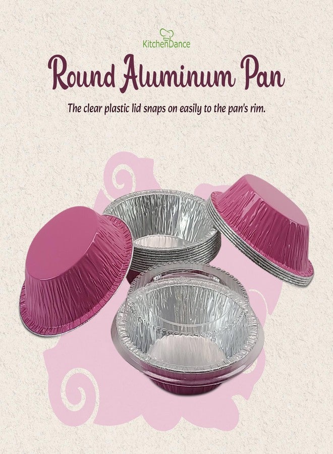 KitchenDance.com KitchenDance Mini Pie Tins with Lids - Premium 5 Inch Pie Tins - Mini Pie Pans with Lids for Baking Pies, Tarts, Cobblers, and Cakes - Essential for Professional and Home Kitchens 501P (50, Pink) - Image 5