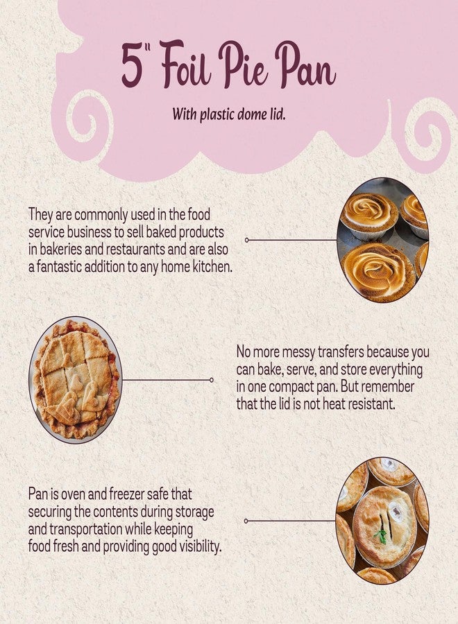 KitchenDance.com KitchenDance Mini Pie Tins with Lids - Premium 5 Inch Pie Tins - Mini Pie Pans with Lids for Baking Pies, Tarts, Cobblers, and Cakes - Essential for Professional and Home Kitchens 501P (50, Pink) - Image 3