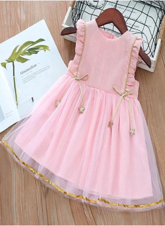 YUNIQEE Pink Fit & Flare Crew Neck Printed Dress