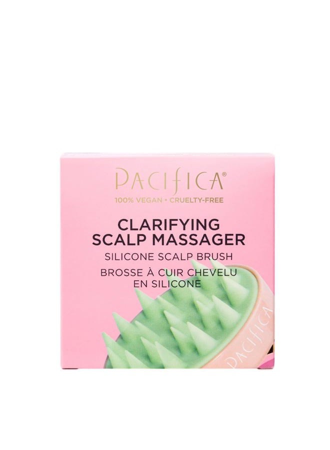 Pacifica Beauty | Clarifying Shampoo Brush | Exfoliating Scalp Massager | Flexible Silicone Brushes | Ergonomic Handle | Hair Care/Scalp Care | Waterproof | Pink + Green | Vegan - Image 4
