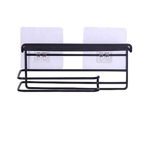 Pathavi Wall-Mounted Toilet Paper Holder with Phone Shelf, Black Metal, Bathroom Storage Organiser - Image 2