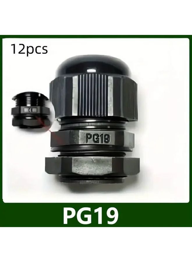 12 Pcs Black PG19 Nylon Cable Sealing Grommets With Washers For 3 14mm Electrical Boxes - Image 1