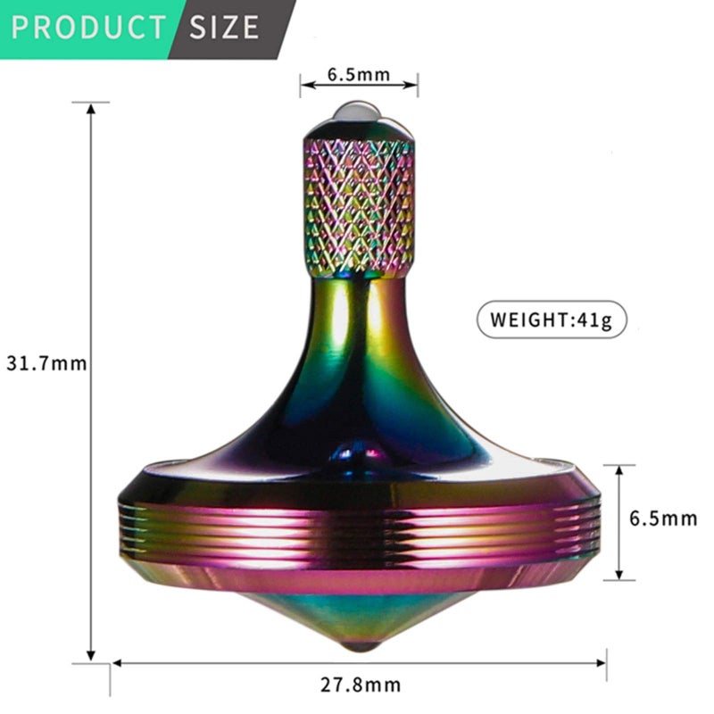 CHEETOP Precision Metal Spinning Top Well Made Stainless Steel Spin Long Lasting Exceed 8 Mins Desktop Gyro EDC Toy Perfect Balance Easy to Use Kill Time Efficiently Pro MaxIridescent - Image 3