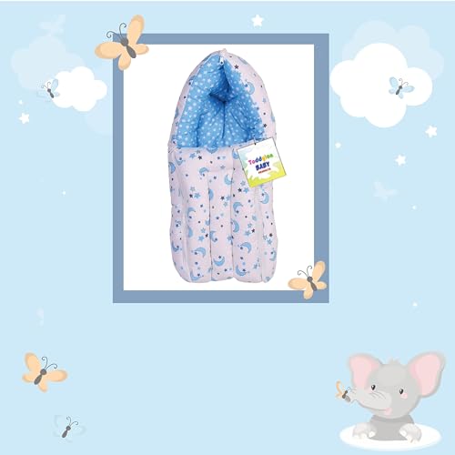 Toddylon Baby Carry Bags 3 in 1 Bed | Wrapper | Newborn Boys Girls | Wearable Blankets | Cotton (0-6 Months) Blue - Image 5