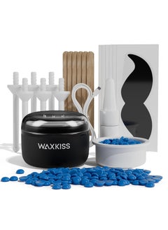 waxkiss Waxkiss Minisized Wax Warmer Kit for Facial Hair Removal with 10 Packs Waxing Beads Super Portable Waxing Kit with Wooden Sticks Nose Sticks Moustache Protectors Postwax Oil 