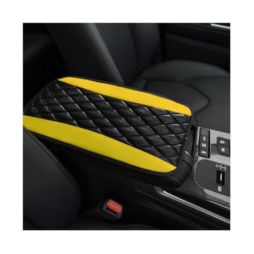 KVAEY Car Center Console Cushion Pad 126 748 Inches Waterproof Car Armrest Seat Box Cover PU Leather Armrest Cover Protector for Most Vehicle Universal Car Interior Accessories BlackYellow - Image 1