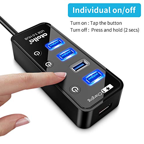 atolla USB 3.0 Hub, atolla 4 Ports Super Speed USB 3 Hub Splitter with On Off Switch with 1 USB Charging Port (Cable Length 2 Feet, No AC Adapter) (4-Port hub) - Image 3